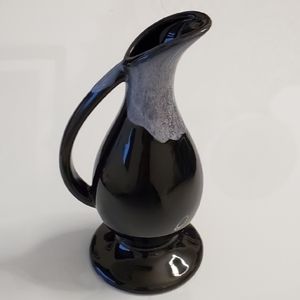 7 7/8" Black & Grey Drip Glazed Ceramic Bud Vase Pitcher